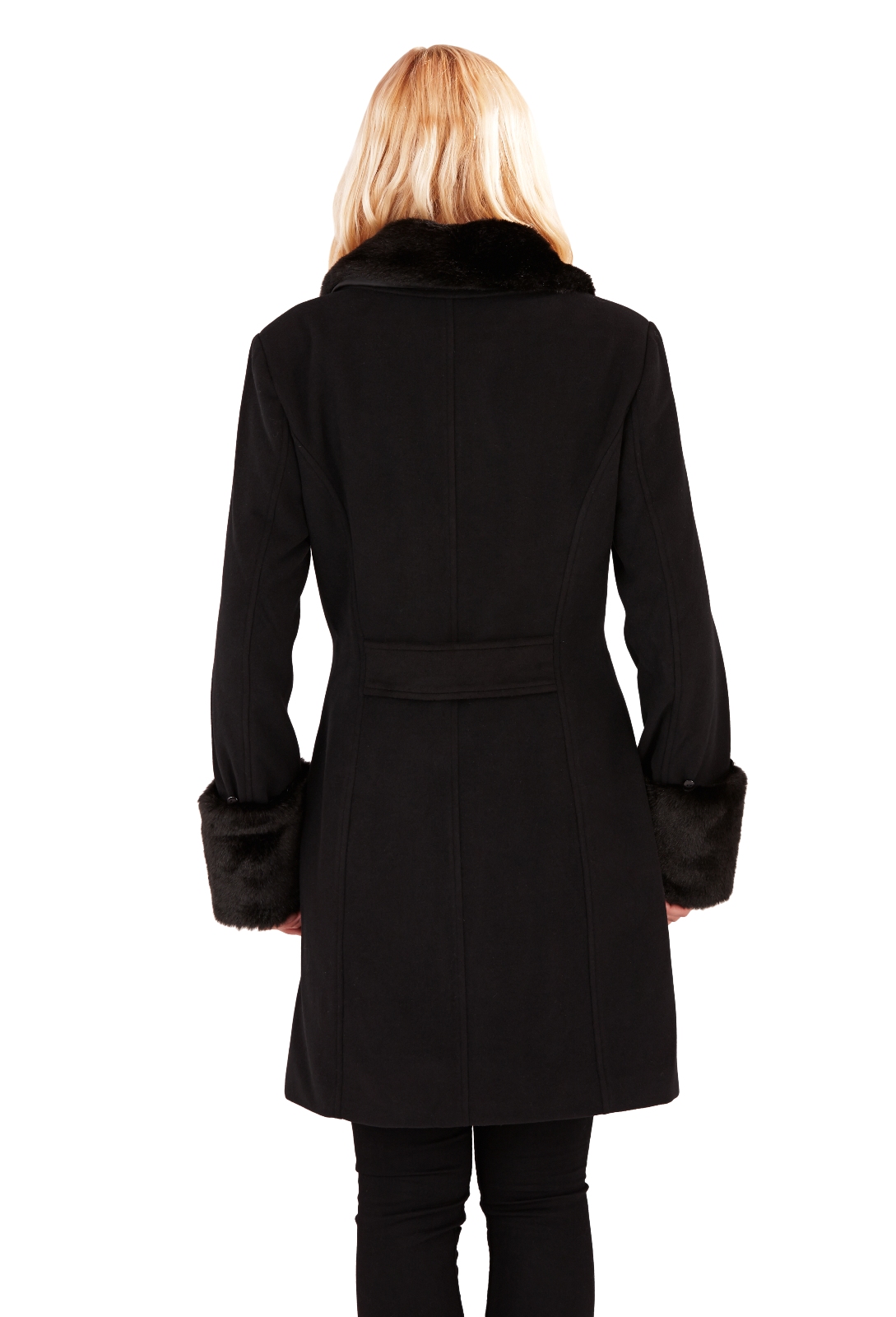 Womens Warm Winter Coat Faux Fur Cuffs Collar Woollen Jacket Ladies Size UK 814 eBay